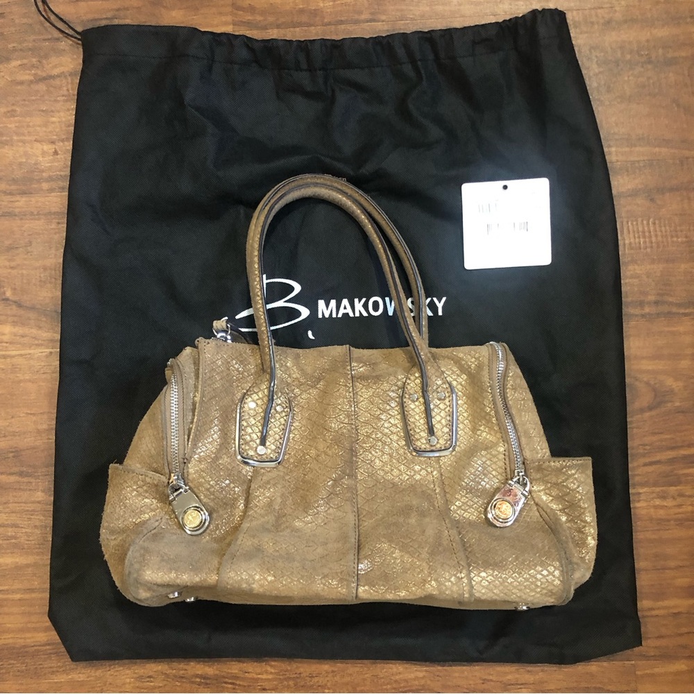 B. Makowsky Leather Whitney Snake Satchel